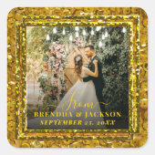 LOVE写真モダンコラージュのバレンタインデー スクエアシール (正面)