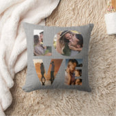 LOVE写真モダンコラージュ切り出しバレンタインデー クッション (ブランケット)