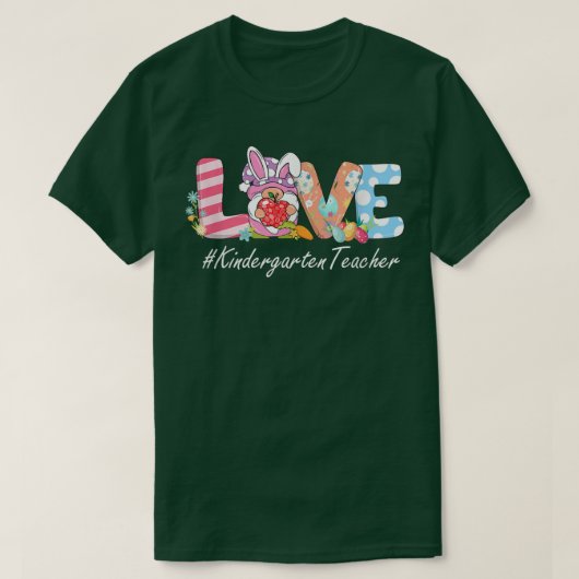 LOVE幼稚園先生格言バニーおもしろいイースター Tシャツ (デザイン正面)