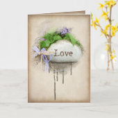 LOVE文字を石に刻む カード (黄色い花)