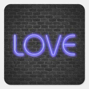 LOVE文字ネオンライトのレンガ スクエアシール