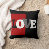 LOVE文字（黒、白、グレー、深紅） クッション (ブランケット)