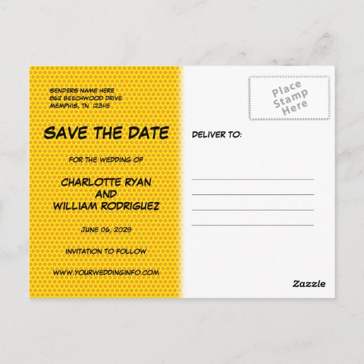 LOVE日付を保存おもしろいレトロ漫画ブックアーポップ・アートのト ポストカード (裏面)