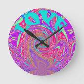 Love日付を保存しますグラフィック文字アートデザインlov ラウンド壁時計 (正面)