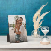 LOVE書道エレガントカップルの写真結婚の フォトプラーク (側面)