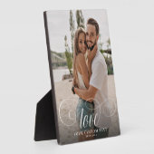 LOVE書道エレガントカップルの写真結婚の フォトプラーク (側面)