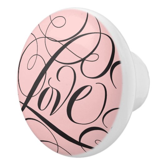 LOVE書道エレガントスクリプトパリピンクブラック セラミックノブ (右)