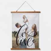 LOVE書道スクリプトファミリーフォトスタイリッシュ 吊り下げ型タペストリー (正面)