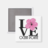 LOVE海ポインテハワイピンクハイビスカス マグネット (正面/裏面)