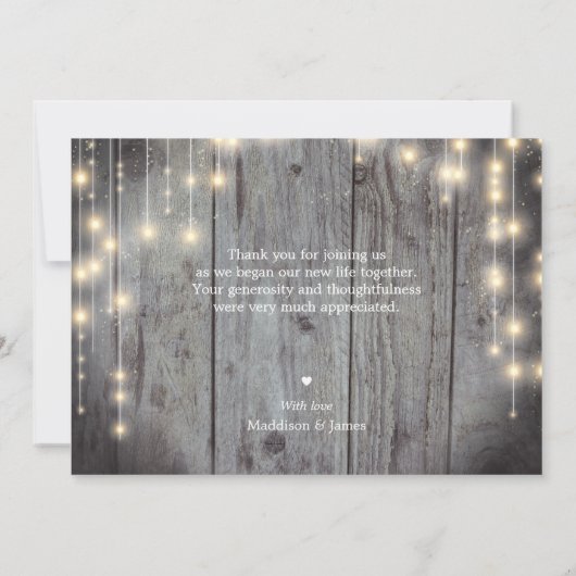 LOVE素朴と感謝してい結婚の写真 サンキューカード (裏面)