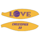 LOVE紫と黄金色パーソナライズされた バスケットボール (パネル)