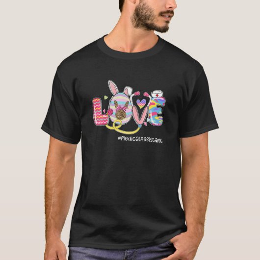 LOVE聴診器おもしろい医療助手バニーeas Tシャツ (正面)