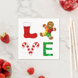 LOVE自閉症クリスマス スタンダードカクテルナプキン