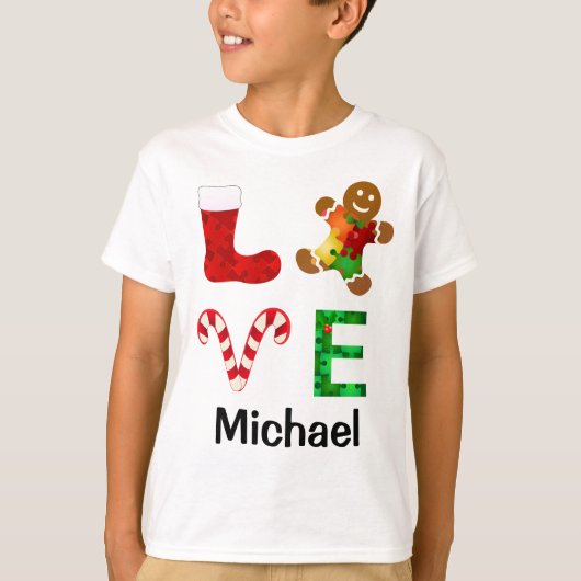 LOVE自閉症クリスマス Tシャツ (正面)