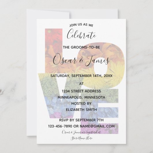 LOVE花同性グルームパーティの招待状 招待状 (正面)