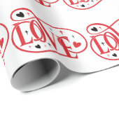 LOVE赤と白 Word Art ラッピングペーパー (ロールコーナー)