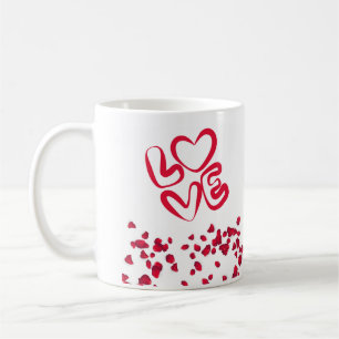 LOVE赤カラー花びら コーヒーマグカップ