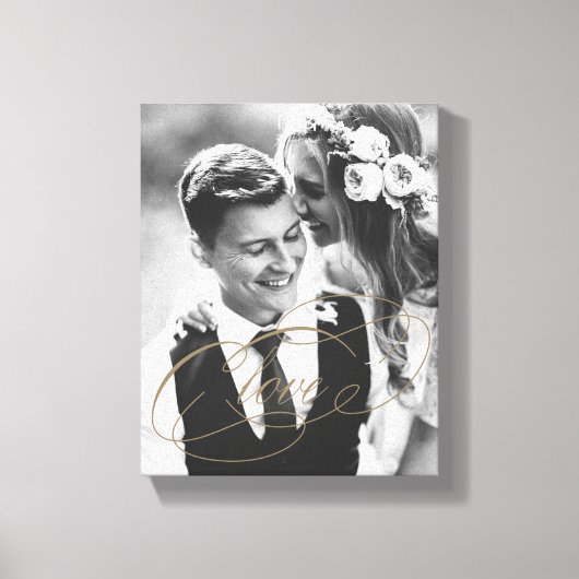 LOVE金ゴールドオーバーレイギフトフォトキャンバス キャンバスプリント (正面)