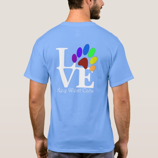 LOVE鍵ウェスト猫ダークTシャツ Tシャツ (裏面)