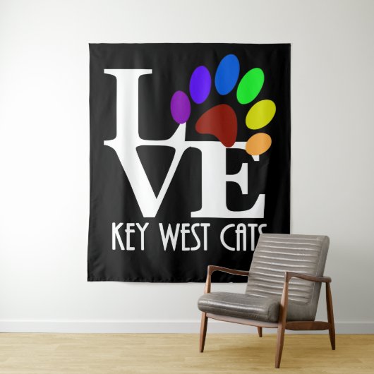 LOVE鍵ウエストキャッツ(ホワイト文字) タペストリー (インサイチュ)