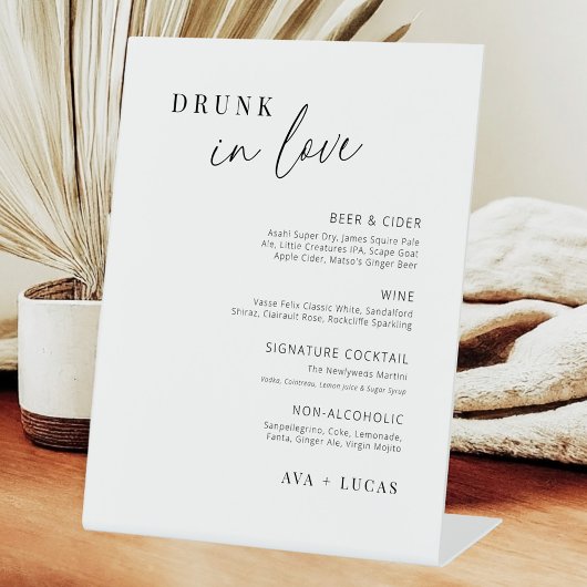 Love飲のミニマル結婚リストのバー 台座サイン