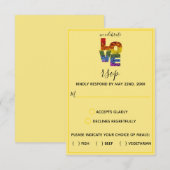 LOVE黄色をテーマにした花同性の結婚式RSVP C 出欠カード (正面/裏面)