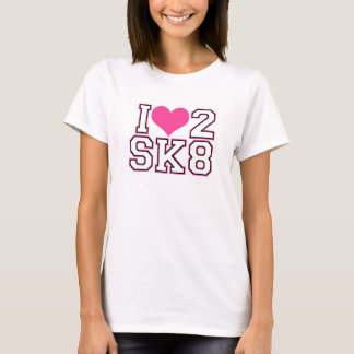 Love2SK8ピンク及び黒い Tシャツ