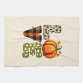 LOVE – かわいいカボチャ&水玉模様文字 キッチンタオル (横)