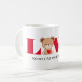 "LOVE"かわいいクマのバレンタインデーのマグカップ コーヒーマグカップ (正面左)