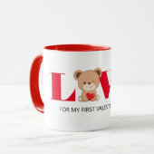 "LOVE"かわいいクマのバレンタインデーのマグカップ マグカップ (正面左)