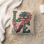 "LOVE" アメリカ国旗 独立記念日 スローピロー (ブランケット)