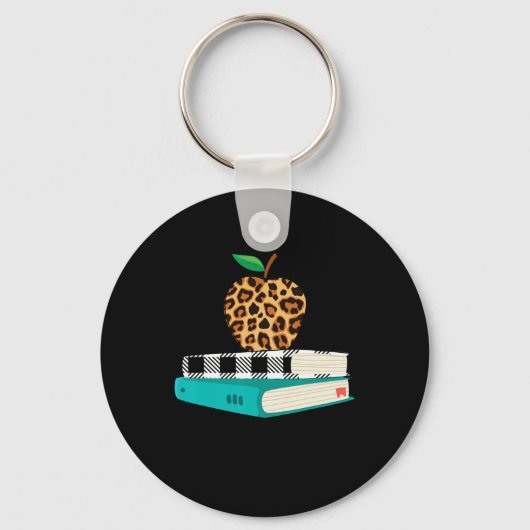 Love インスパイア Leopard Print Apple先生おもしろいGif キーホルダー (正面)