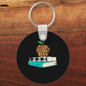 Love インスパイア Leopard Print Apple先生おもしろいGif キーホルダー (正面)