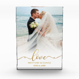 Love エレガント 結婚金ゴールドスクリプトBride Groom's フォトブロック