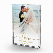 Love エレガント 結婚金ゴールドスクリプトBride Groom's フォトブロック (右)