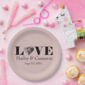 LOVE カスタムPhoto on Dusty Pinkクラシック Round Stic ペーパープレート (パーティー)