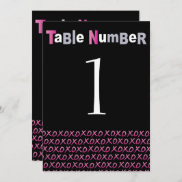 LOVE & キスPINKバルミツワーテーブル番号カード 招待状