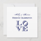 LOVE グラフィックテキスト - 青 招待状 (正面)