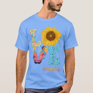 LOVE ナナ ライフ フリップ フロップ ヒマワリ 夏の母の日 Tシャツ