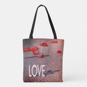 LOVE &バラ花びら トートバッグ