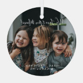 Love パーソナライズされた You Mimi Photo手書き ガラスオーナメント (裏面)