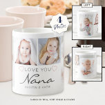 LOVE パーソナライズされた YOU NANA手書き4写真 コーヒーマグカップ<br><div class="desc">4人の写真とタイトルのLOVE YOU NANAを搭載した祖母のための記念写真マグを作成しモダンて、グレーの手書きスクリプトで孫の名前や赤面のメッセージとのピンクのハートでアクセントを付けカスタムた。すべての文字と色は編集可能である祖母をナナに変更するお気に入りのか、名前や写真や色と調整するお気に入りの。彼女の誕生日、初めてのおばあちゃん、祖父母の日または休日のための意味のある記念を作る。このサンプルは、炭の灰色の文字で白い背景を示唆している。変更： クリックPERSONALIZEセクカスタマイズションのON。アシスタンス：救済デザインの変更、カスタマイズ、色の変更、または別の製品へのデザインの転送に関して連絡は、Zazzle Chat MESSAGEタブまたは電子メールでは、設計者がBEFORE ORDERING。 makeitaboutyoustore@gmail.comを経由して。</div>