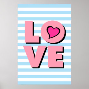 LOVE,ピンクハート,タイポグラフィポスター, Tシャツ, ポスター