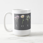 LOVE フラワー - ロマンティックな植物画 コーヒーマグカップ (左)