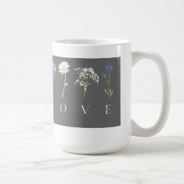 LOVE フラワー - ロマンティックな植物画 コーヒーマグカップ