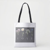 LOVE フラワー - ロマンティックな植物画 トートバッグ (正面)