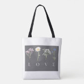LOVE フラワー - ロマンティックな植物画 トートバッグ (裏面)