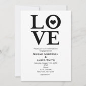 LOVE ブラック＆ホワイト ウェディング 記念日 招待状 (正面)