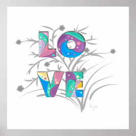 LOVE モダンタイポグラフィカッコいいグラフィックプリント ポスター