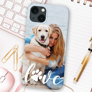 LOVE モダン オーダーメイド ペット 写真 肉球プリント 愛犬家 iPhone 13ケース